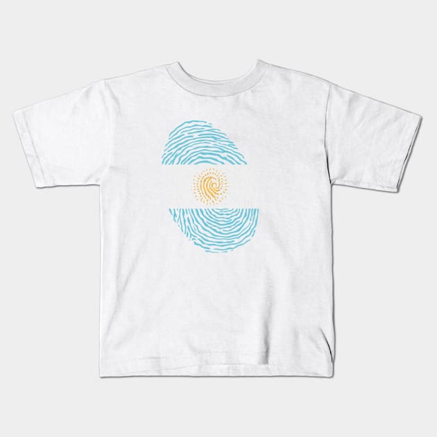 Argentina Fingerprint Kids T-Shirt by KindlyHarlot